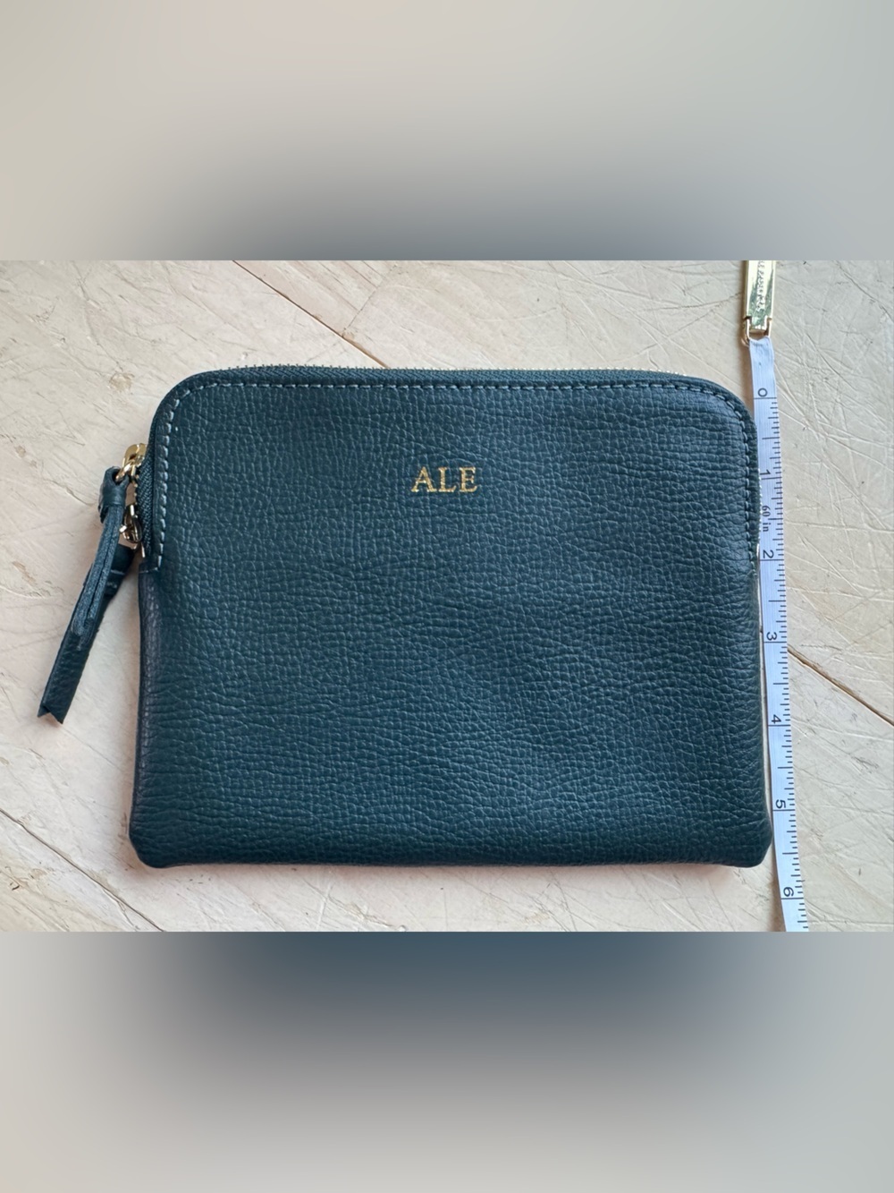 Mark & Graham Everyday Italian Leather Mini Zipper Pouch in Forest Green